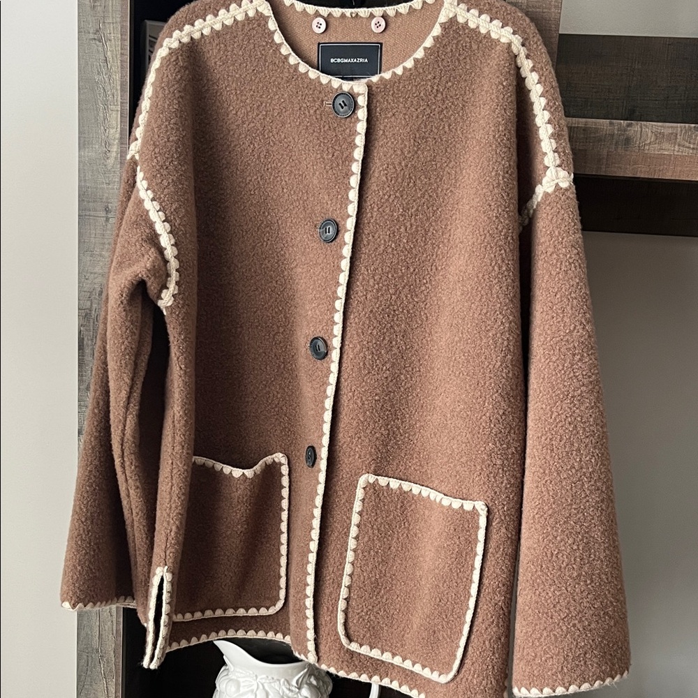 BCBGMaxAzria Brown Jacket with Cream Trim